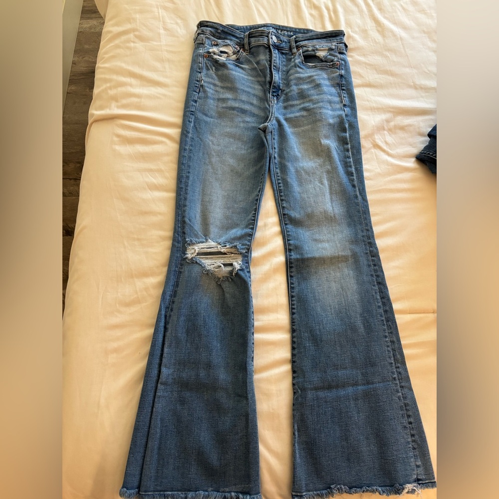 American Eagle By Payless Blue Flare Wide Leg Jeans